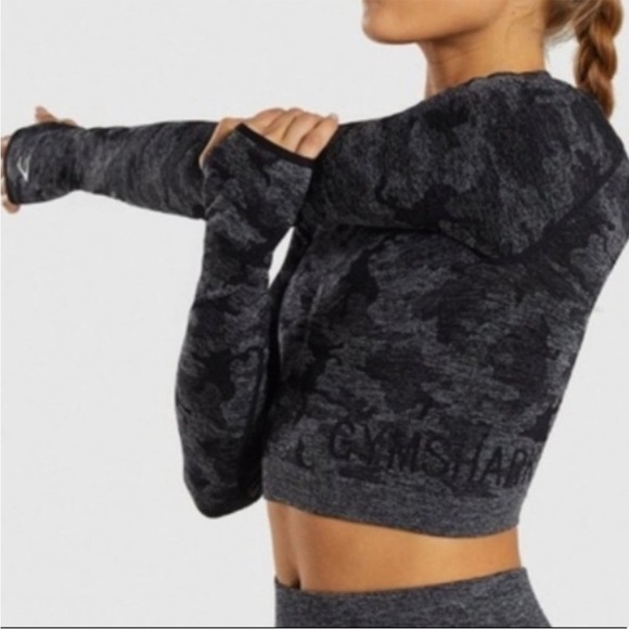 Gymshark Adapt Camo Seamless Long Sleeve Crop Top - Picture 3 of 6